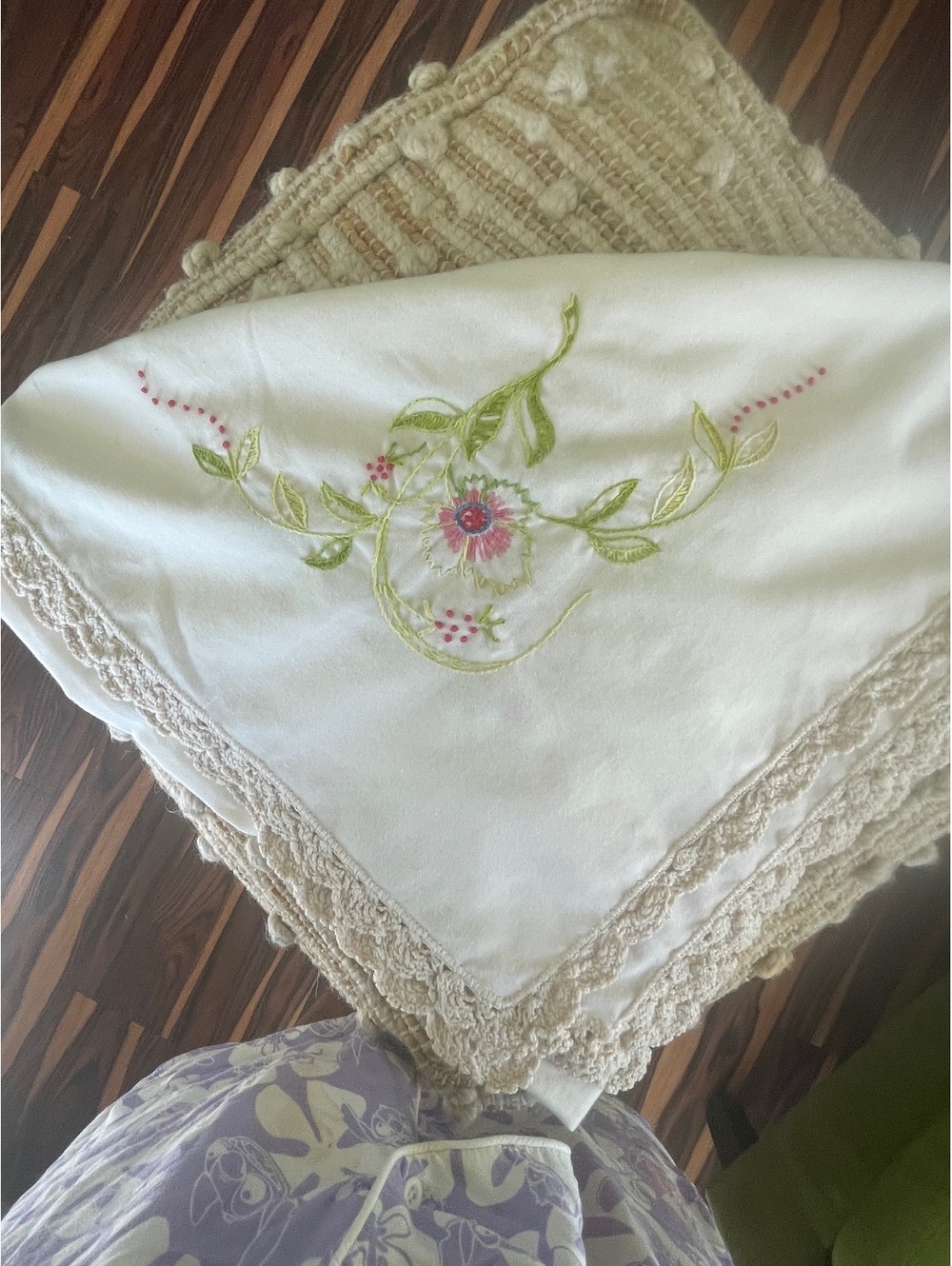 Vintage 38x41 Square Embroidered Tablecloth